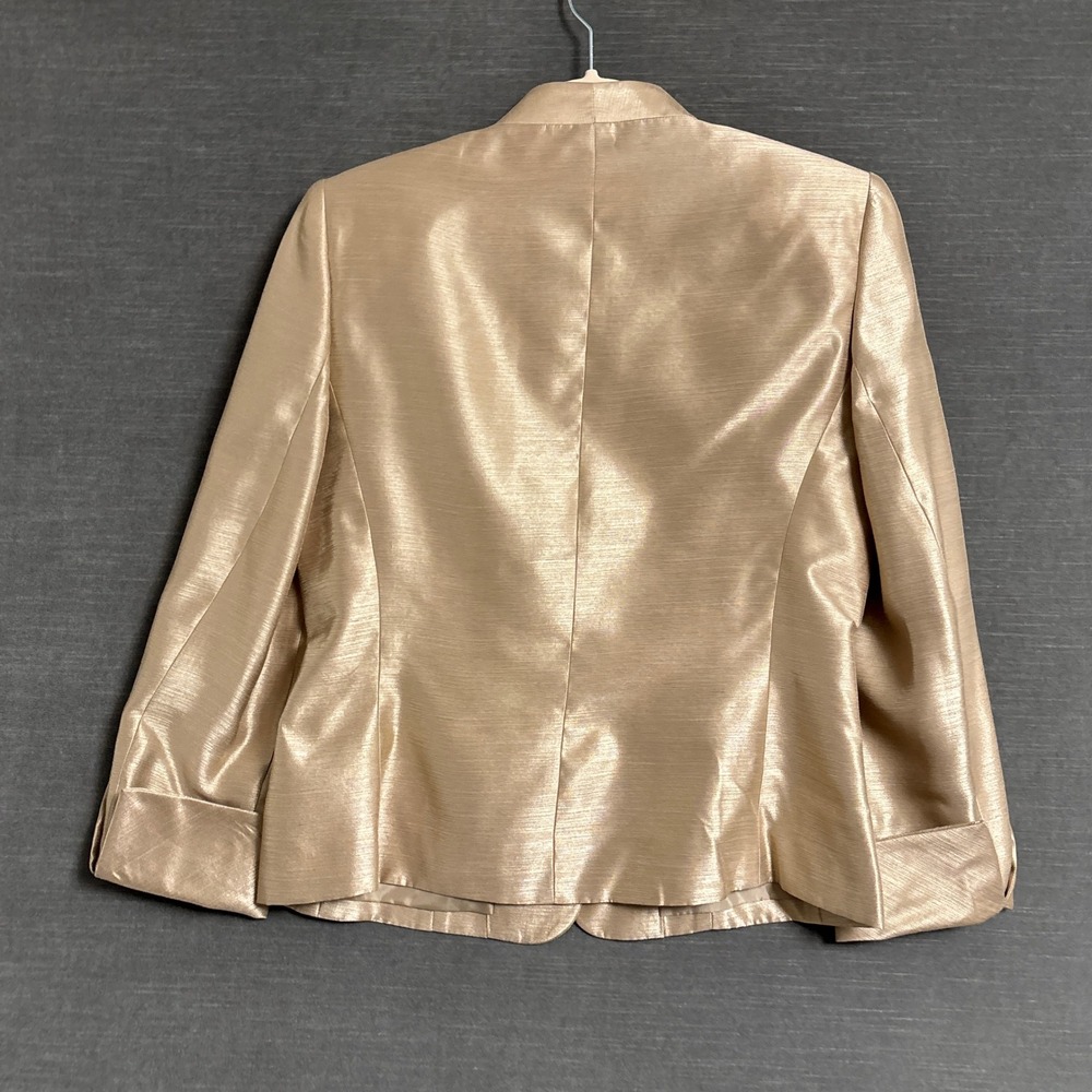 Le Suit Skirt Suit 6 Gold Satin Shimmer Metallic Formal Wedding Evening Mother - Picture 7 of 16